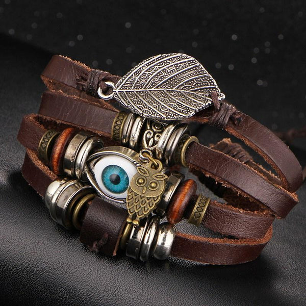 4 pcs/ set Punk Vintage Leather Bracelets and Bangles